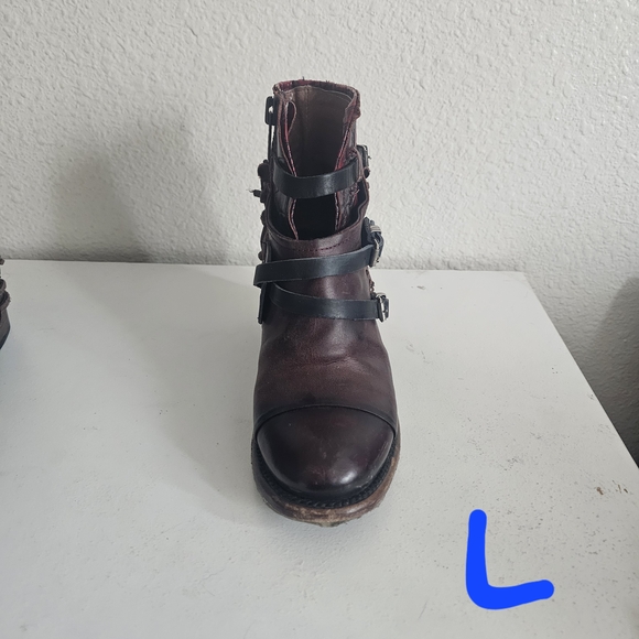 Freebird by Steven Burgundy Leather Ankle Boots Crue - Picture 2 of 16